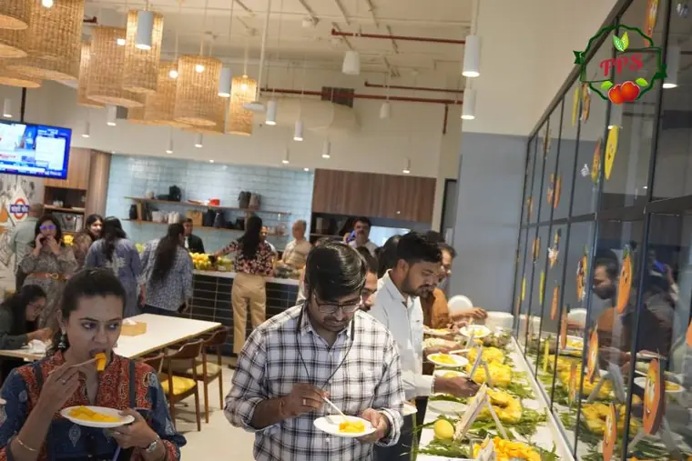 Refreshing Pause Employees Enjoy The Spread